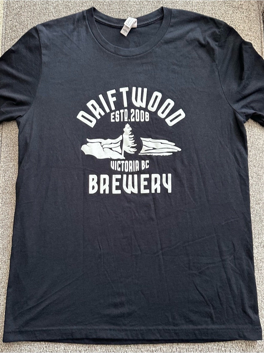 Bella Canvas Black Tee with White Driftwood Brewery Logo
